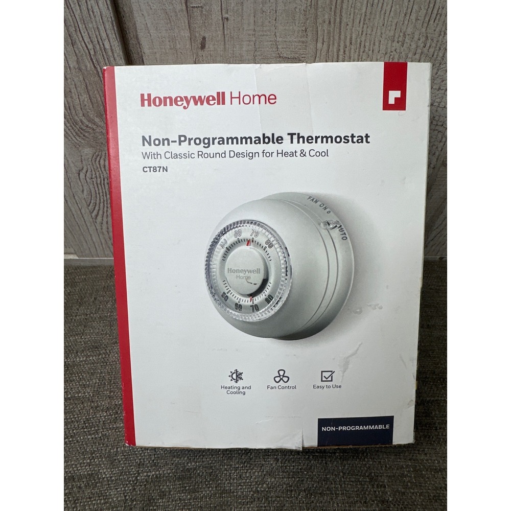 Honeywell Home CT87N1001 Non-Programmable Round Thermostat Heat Cool White